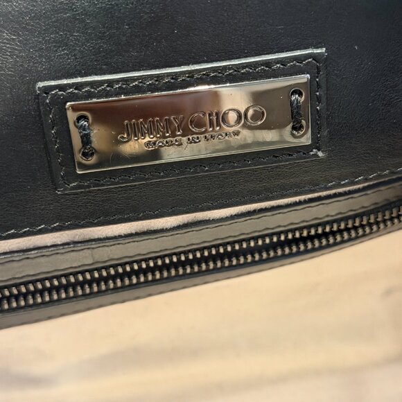 Jimmy Choo Riley Small Black Leather Suede Crossbody Purse COA incl. - Picture 6 of 16